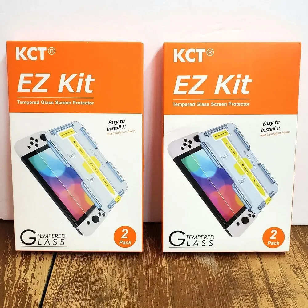 Nintendo Switch OLED KCT EZ Kit Tempered Glass Screen Protector 2 Boxes of 2
